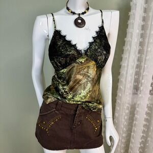 Y2K Black Widow Camo Lace Trim Tank –‎ Megan Fox / Jennifer's Body / Bella Swan